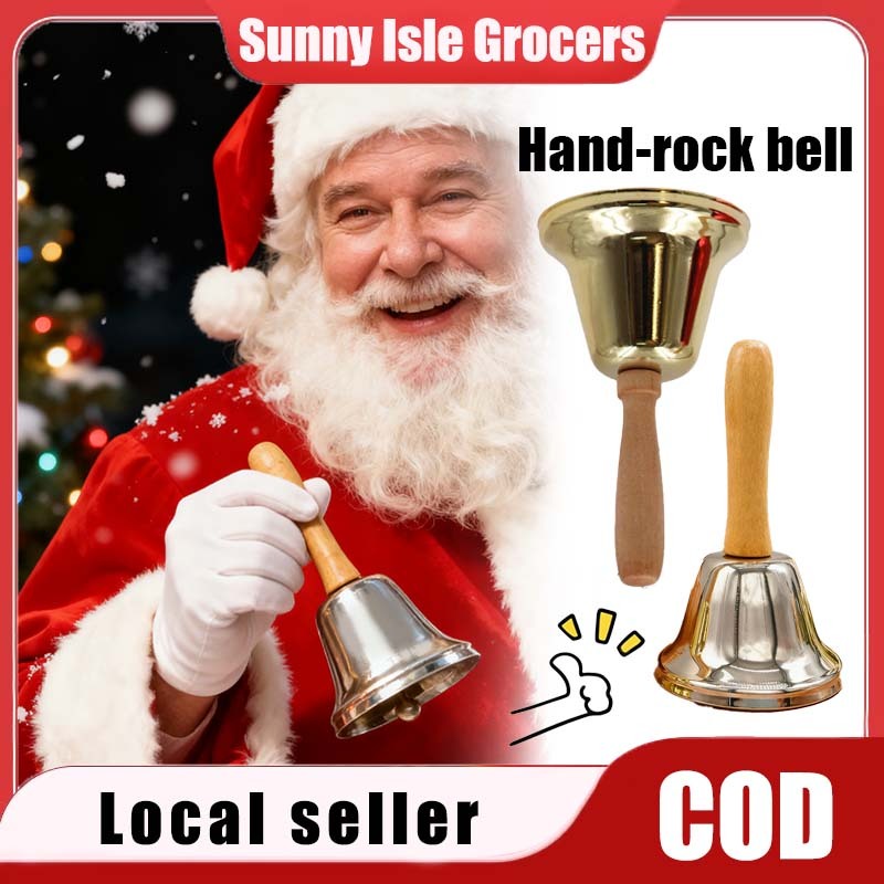 Log Handle Metal Hand Held Bells Handheld Bell Ordering Bell Tea Bell Service Bell Santa Claus bells for Christmas