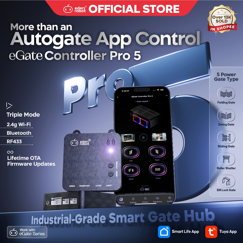 【Eden Robot 】eGate Controller Pro 5 Smart Autogate App Auto gate Pintar 智能电动门 Tuya Smart Life 手机控制电动门