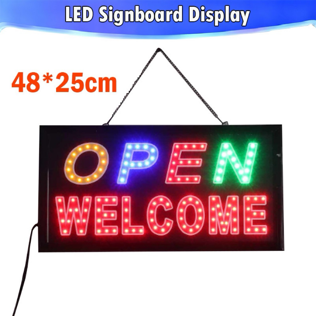 Welcome Open Sign Board LED With Hang Welcome Open LED Signboard Display Light for Shop Office