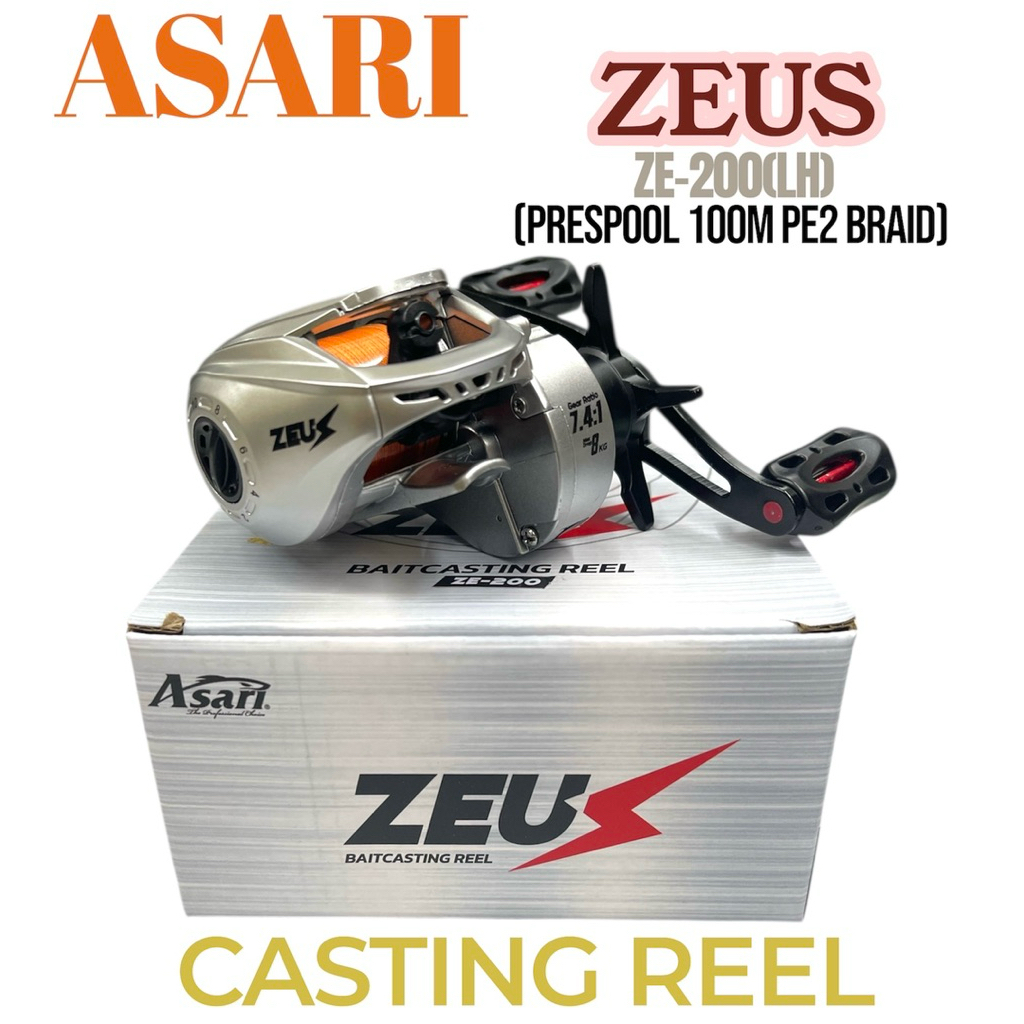 ASARI ZE-200 ZEUS BC BAIT CASTING FISHING REEL FREE BRAIDED LINE