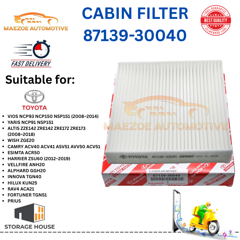 87139-30040 TOYOTA VIOS YARIS ALTIS WISH CAMRY ESTIMA VELLFIRE ALPHARD INNOVA HILUX AIRCOND CABIN FILTER