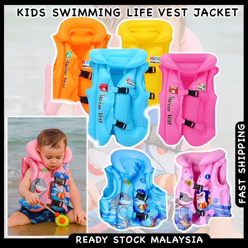 Kids Swimming Life Vest Jacket Inflatable Swimsuit Floatable Swim Pool Water Float Baby Children Safety Jaket Pelampung