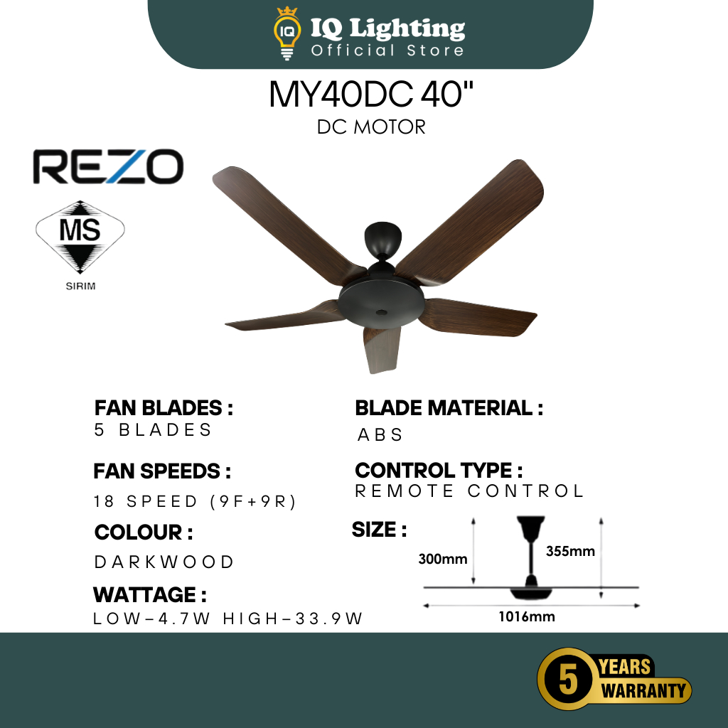REZO VENTUS MY56 DC MY46 DC MY40 MY62 MR56 DC 40"/46"/56"/62" inch DC motor 9 Speed Remote Control C