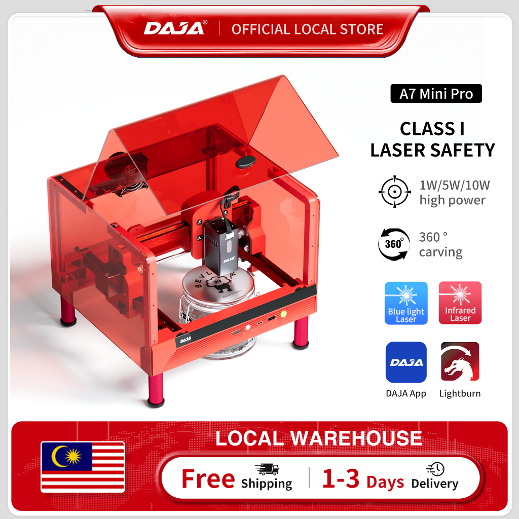 DAJA A7minipro Laser Engraving Machine, Small Portable Engraving Machine, DIY Wood, Acrylic, Bamboo, Metal Engraving,
