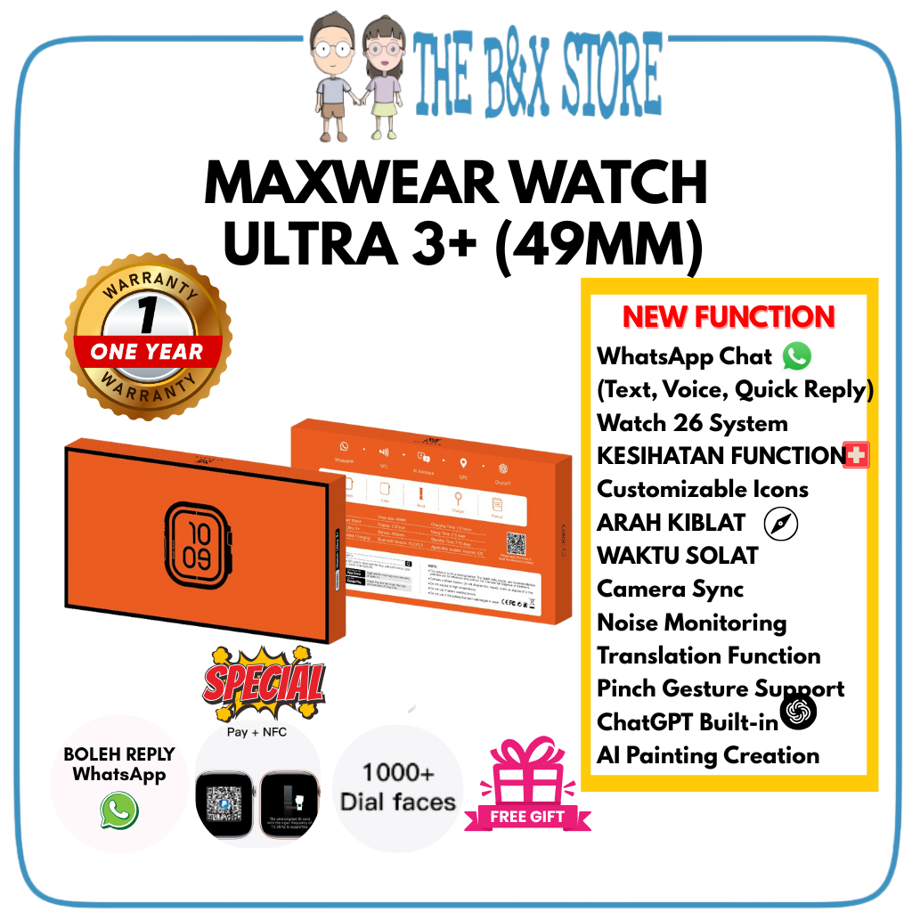 Maxwear Ultra 3 Smartwatch AI GPS Sport ChatGPT Bluetooth Call Waterproof IP68 Fitness Tracker