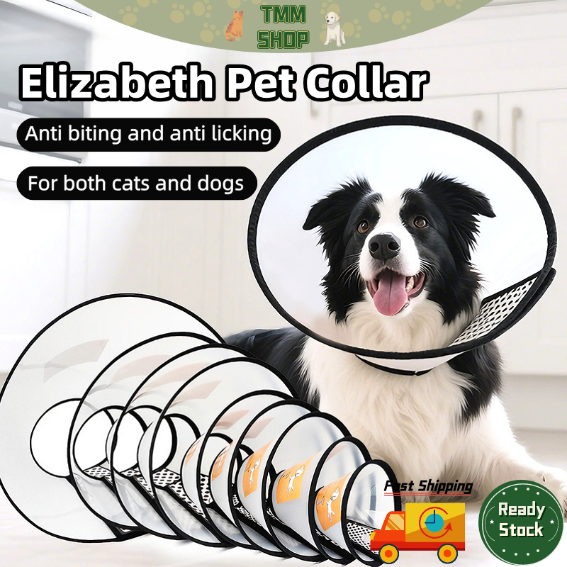 E-Collar Kucing Cone Collar for Pet Dogs Cats Wound Healing Protection Cover Kolar Kon Perlindungan Kucing Pemulihan Luk