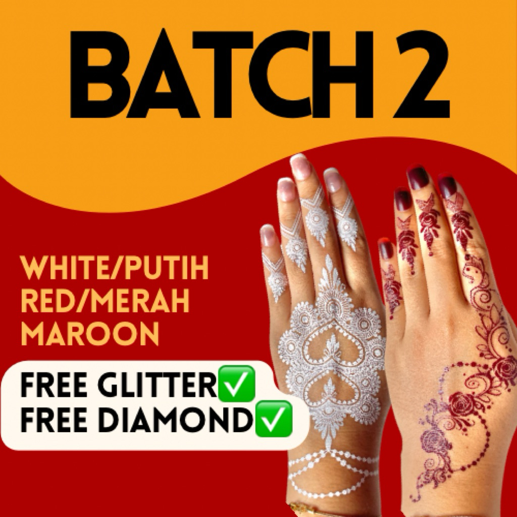 STICKER INAI BATCH 2.0 sticker inai air tahan lama pilihan pengantin tunang nikah kahwin di majlis sanding raja sehari