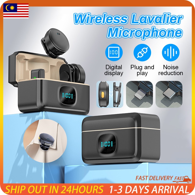 Wireless Lavalier Microphone Magnetic Lapel Mic With Charging Case Recording Live Streaming Noise Cancellation for Phone
