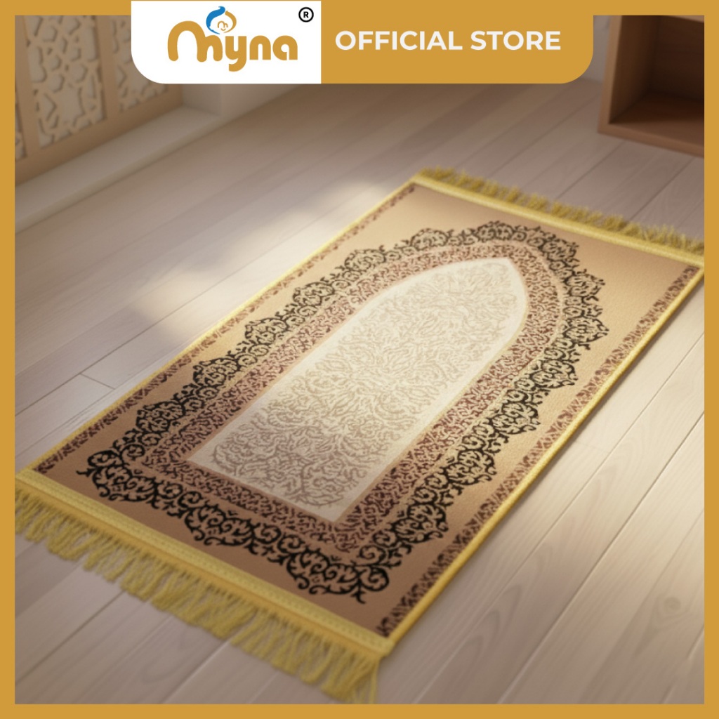Myna | 35 x 60cm Mini Travel Plush Turkish Prayer Crystal Velvet Mat Rugs Sajadah Gebu Carpet 地毯