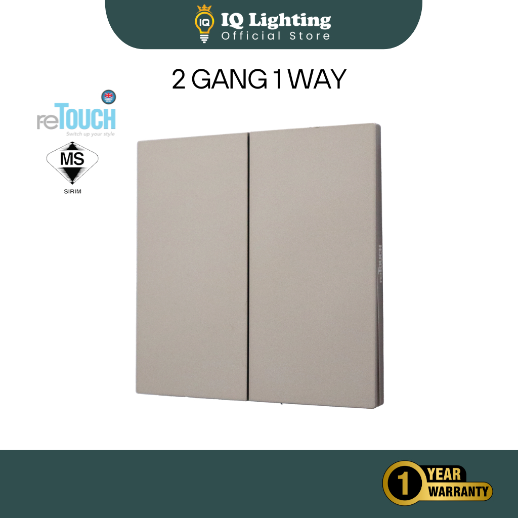 [ECRU COLOR] reTouch Thins+ Soft Touch UV Skin Technology 1/2/3/4 Gang 1/2 Way 13A/15A/20A Switch & 