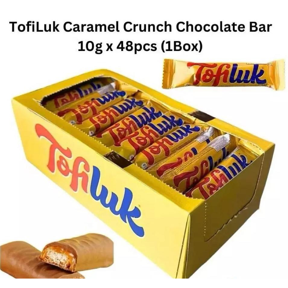 Tofiluk Caramel Crunch Chocolate (Coklat) - Box of 48single-biscuit chocolate bar (10g)