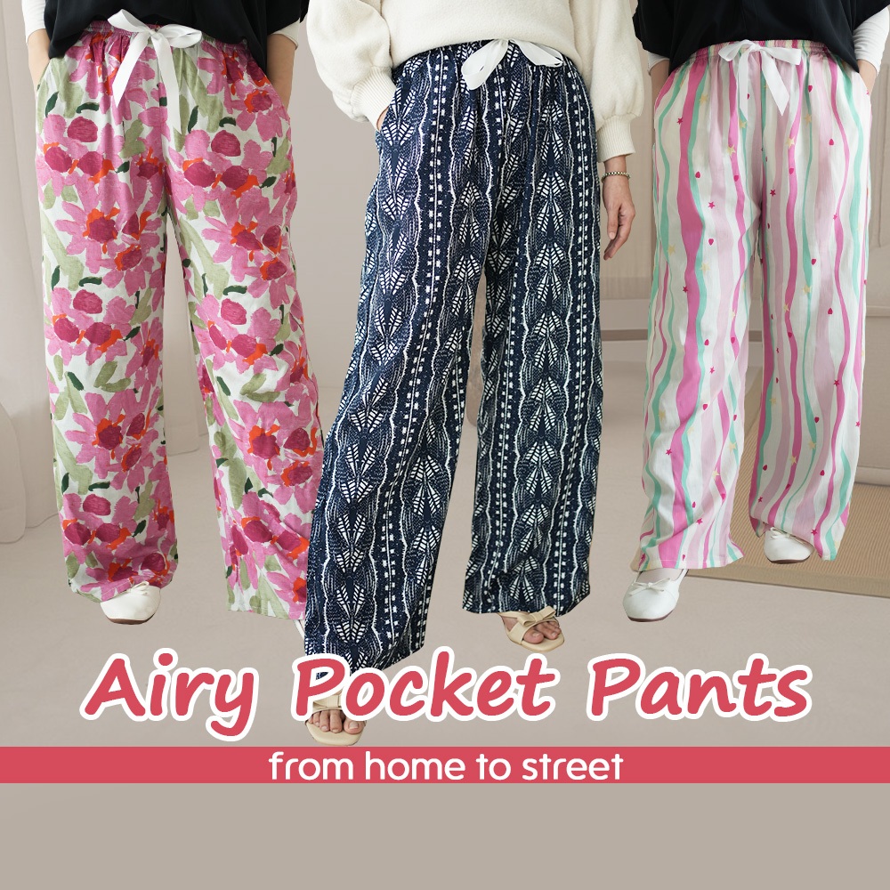 BEHAUL Airy Pocket Long Pants Viral ORIGINAL Series Seluar Tidur Wanita Seluar Tidur Perempuan Seluar Tido Wanita Tidor