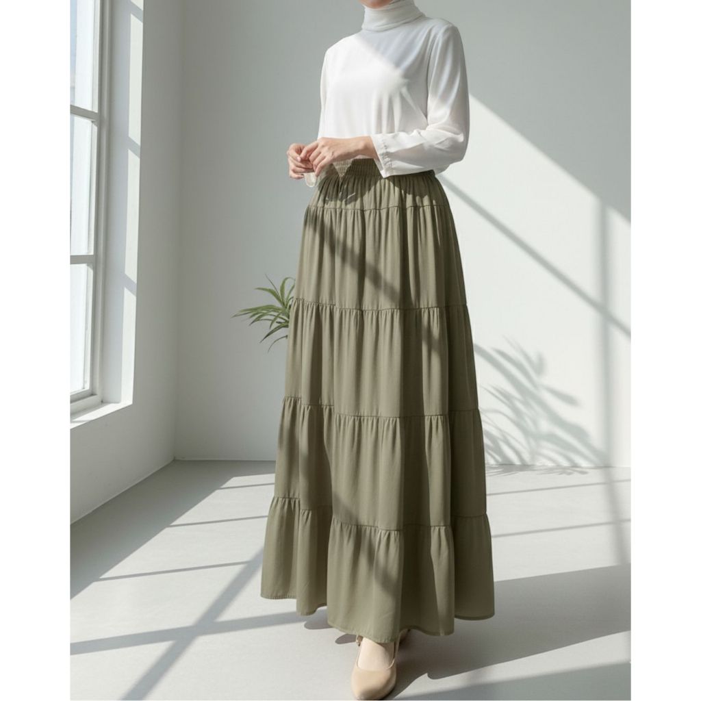 [PETITE SIZE] Olla Plain Ruffle 5-Tier Skirt
