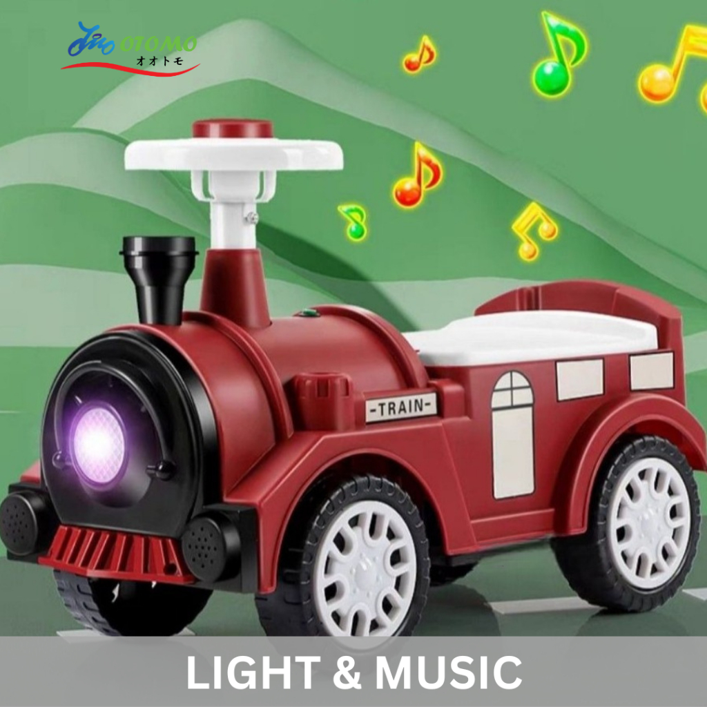 Otomo Kid Ride On Push Car Horn Steering Wheel Music Storage Space Kereta Budak Kanak Walker Car