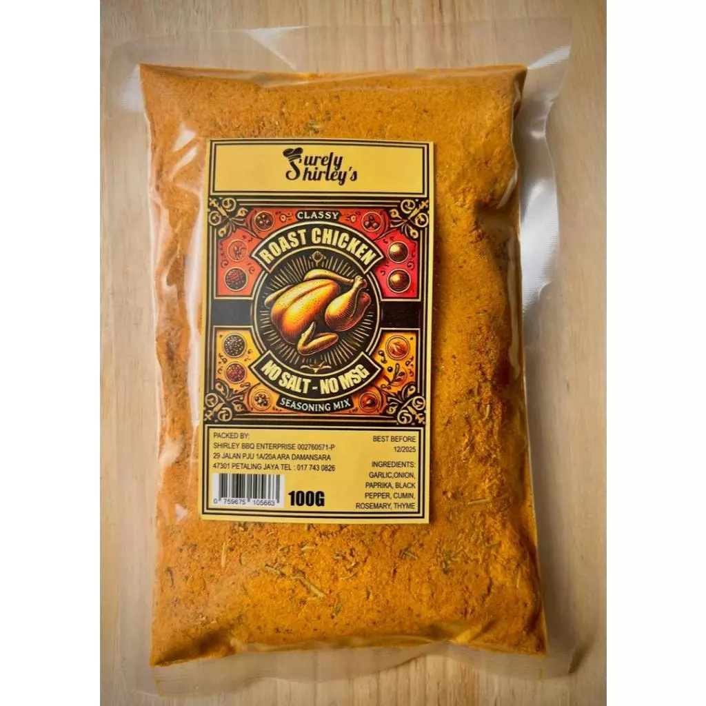 Surely Shirley's ROAST CHICKEN SEASONING SPICE MIX 100g Rasa Seimbang Tanpa Garam & Gula Sesuai untuk Keluarga Halal Ing