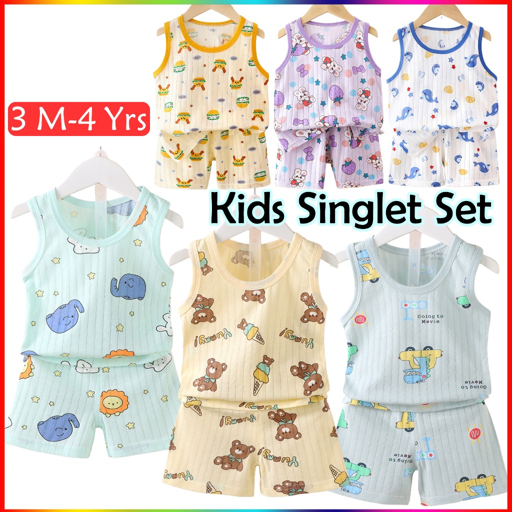 Baju Bayi Singlet Set Baby Clothes Kid Clothes Baju Kanak Baju Singlet Budak Lelaki Murah Sleeveless Newborn Boy