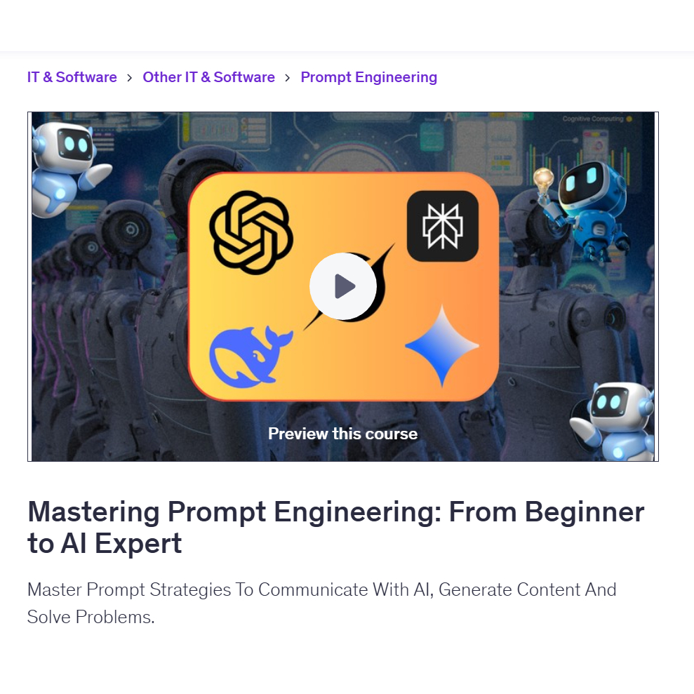 Ai Prompt Video Course-Mastering Prompt Engineering: From Beginner to AI Expert | Learn AI Prompt Video Lessons
