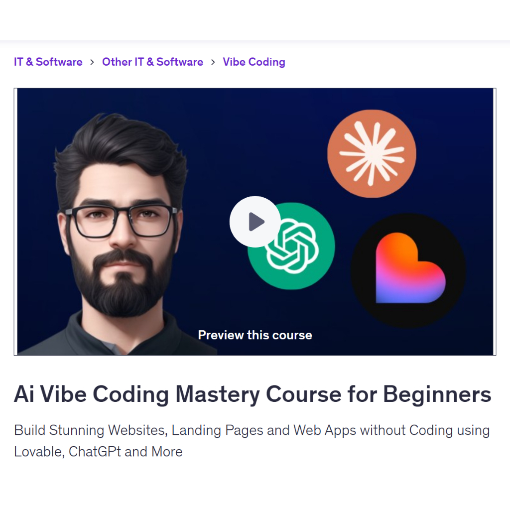 Vibe Coding Video Course-AI Vibe Coding Mastery Course for Beginners | Coding With Ai Coding Video Lessons