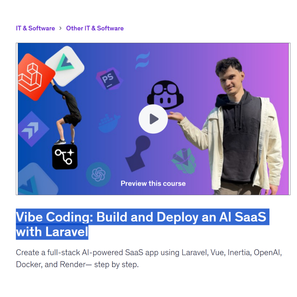 Vibe Coding Video Course-Vibe Coding: Build and Deploy an AI SaaS with Laravel | Coding With Ai Coding Video Lessons
