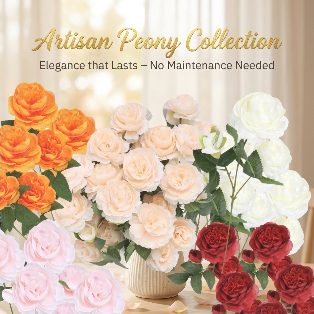 ❤️ 3 Heads Peony Bouquet Bunga Peony Artificial Silk Flower For Wedding Decor Bunga Kuntum Palsu