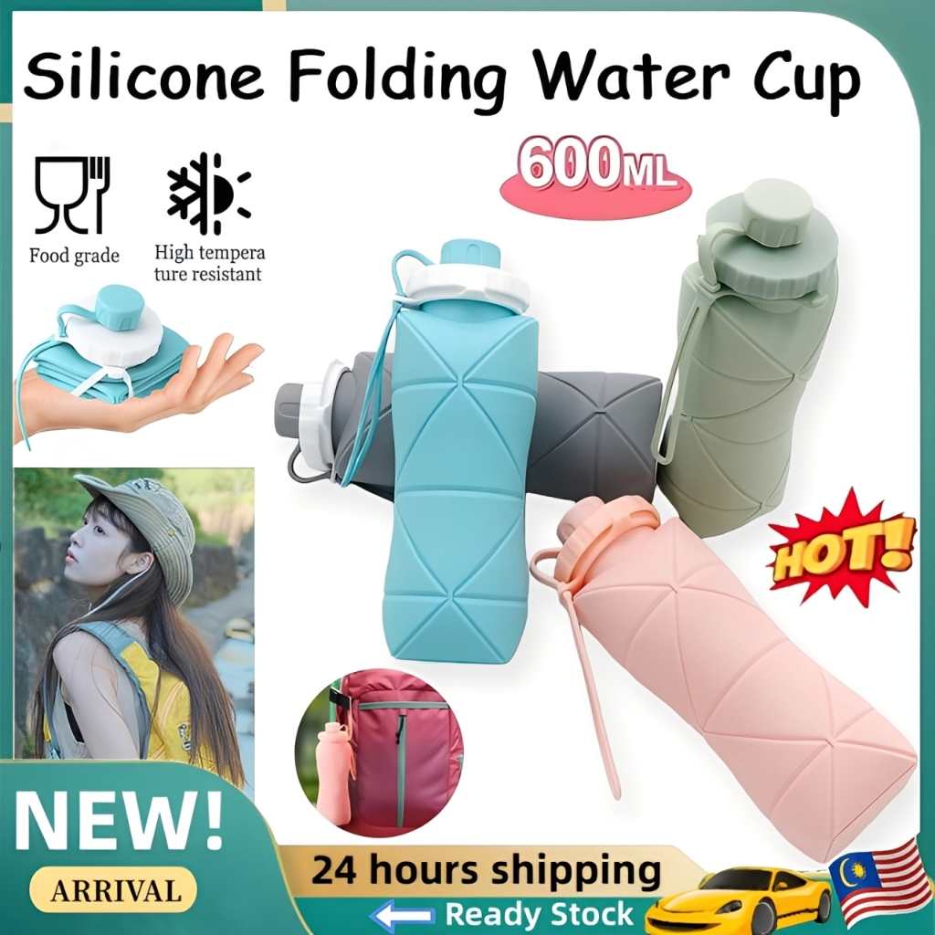Silicone Folding Bottle Portable Reusable Plastic Cups Outdoor Cycling Travel Gym Water Bottle水杯 折叠水杯