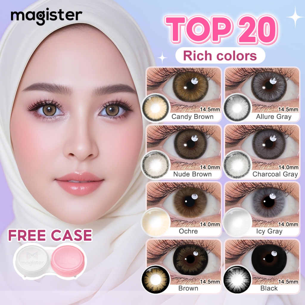 【Best Seller】Magister Contact Lens 1Pair Colored  Contact Lenses Natural  Brown  Contact Lens 6 Monthly 14.0-14.5mm