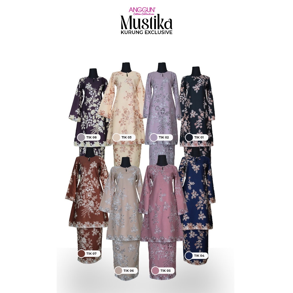 ANGGUN COTTON Baju Kurung Mustika 8 Colour Material Cotton Cutting Kurung Riau
