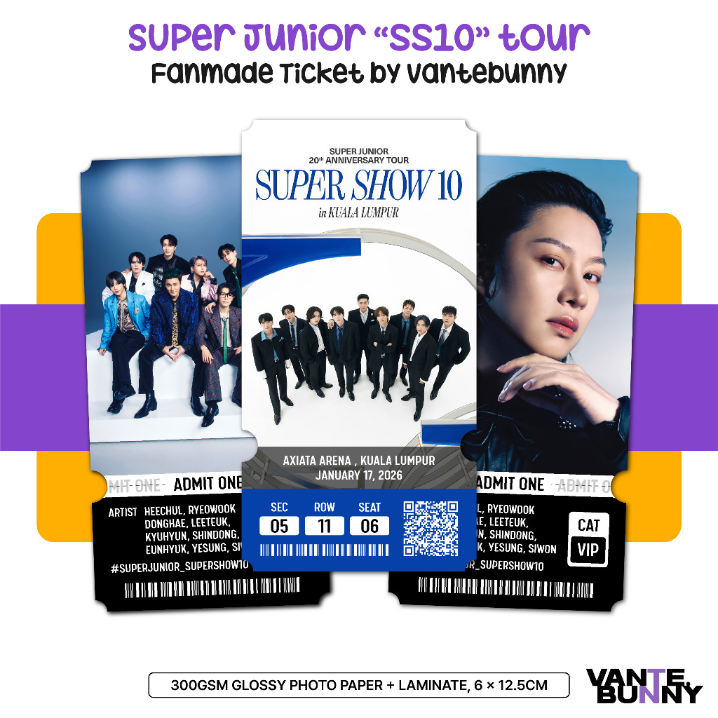 Fanmade Mock Ticket | Super Junior "Super Show 10" 20th Anniversary | KPOP Custom Concert Tix by Vantebunny