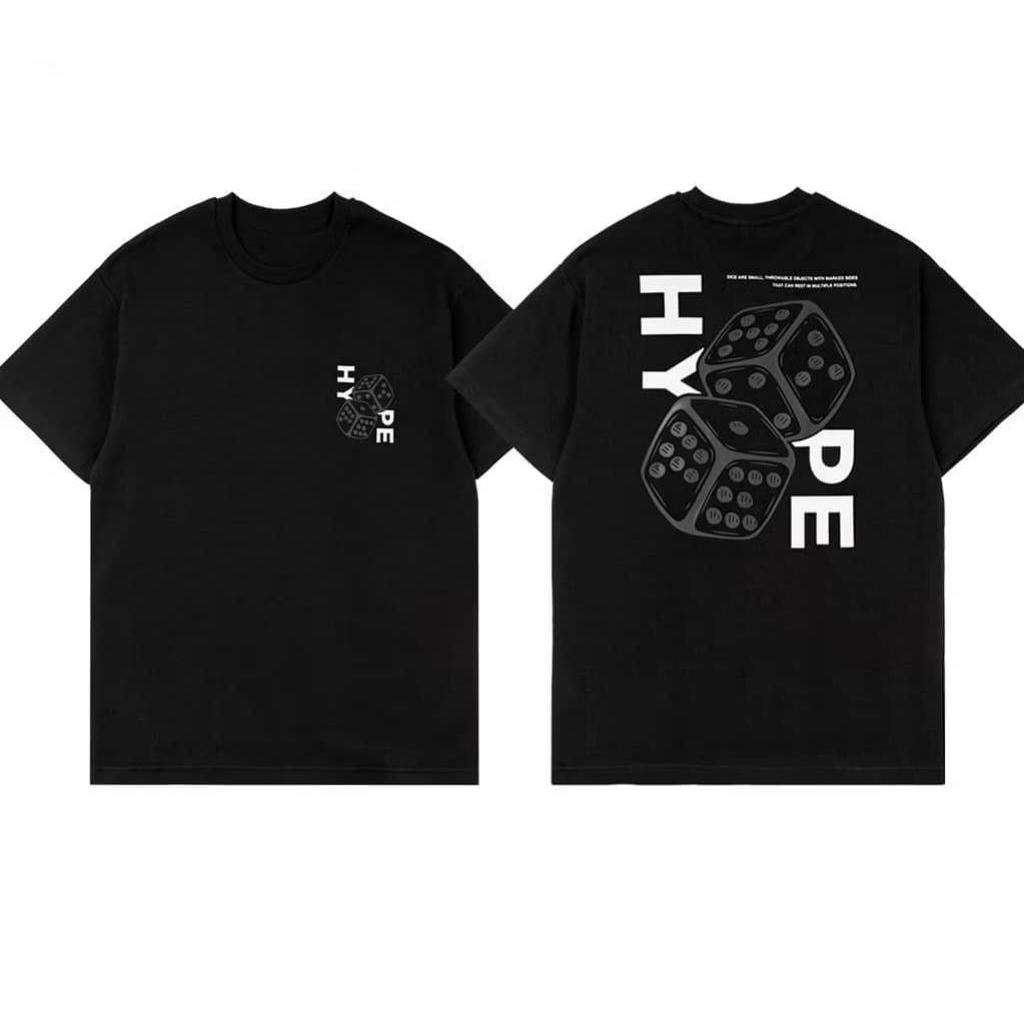 [Menyokong COD] Kemeja-T bercetak lelaki dengan huruf HYPE, kemeja-T corak r a hip-hop, saiz Asia S-3XL