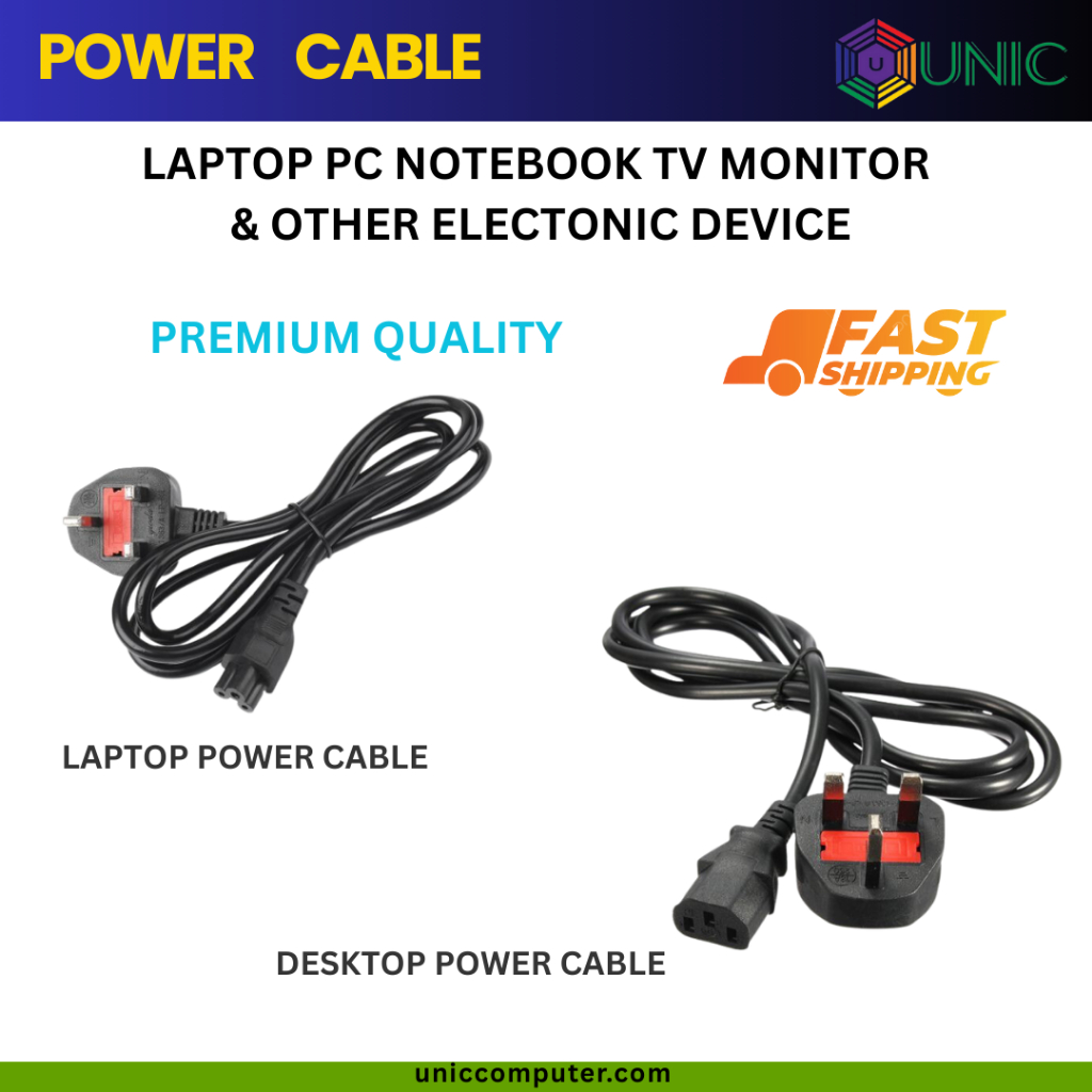 Power Cable 1.5 meter for Computer Desktop Laptop Monitor and Electronics Device Premium Quality