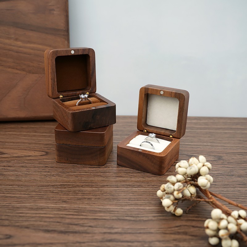 Wedding Ring Box Earring Rings Organizer Box Gift Package Case For Proposal Wooden Ring Box Kotak Barang Kemas Kayu