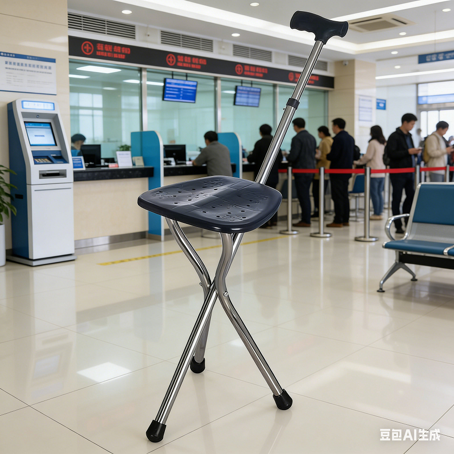Walking Cane Stool Folding Walking Cane Chair、Foldable walking stick for elderly、tongkat kaki 4、拐杖椅子、tongkat orang tua