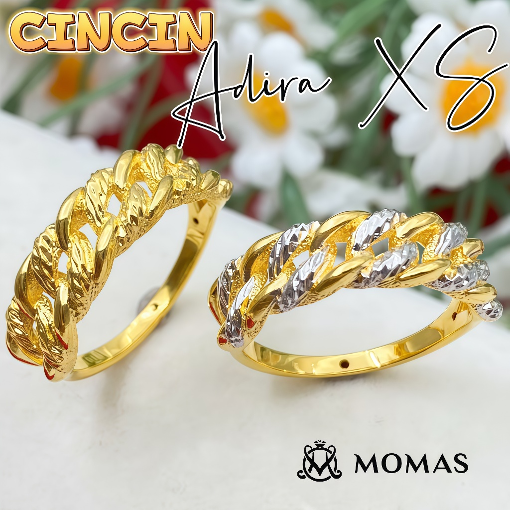 MOMAS CINCIN ADIRA XS 5D Emas 916 Original Cincin Emas 916 Tulen Cincin Bajet Emas 916 Cincin Murah Emas Original
