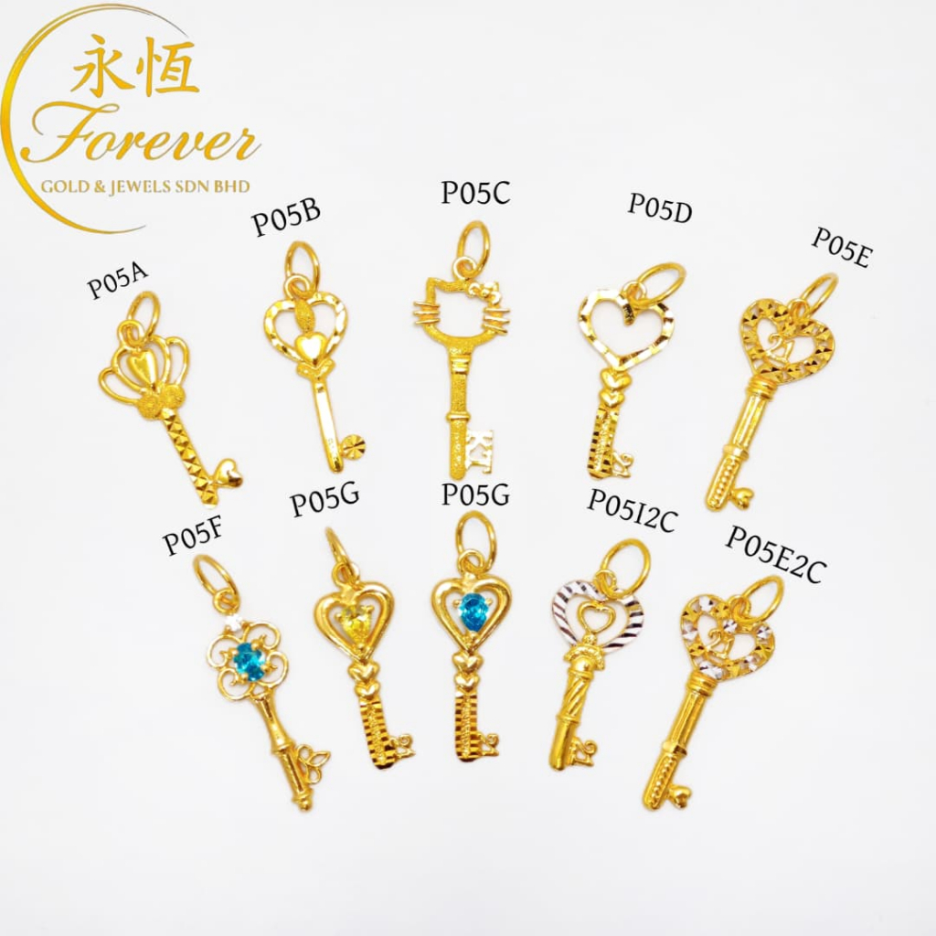 Forever Loket Kunci 21st Emas 916 Tulen Bajet/ Key Pendant 21st Gold 916 Original (P05)