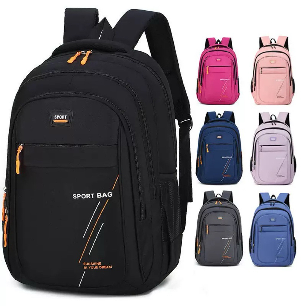 [ECOGROW] READY STOCK School bag Backpack Primary Secondary Student Bag Beg Sekolah Banyak Zip (Blue/Black/Grey/Pink)