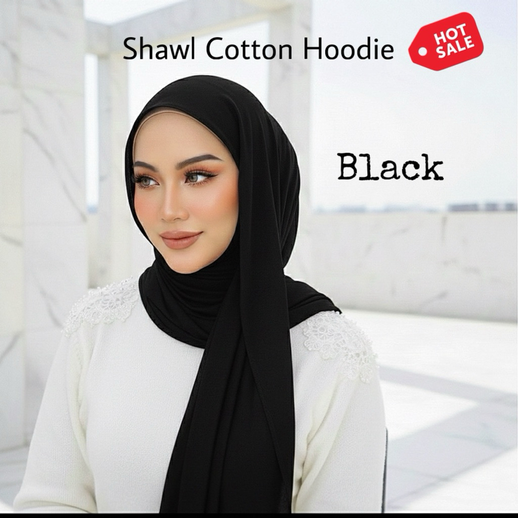 Shawl Cotton Hoodie Premium Easy DailyWear Viral Shawl Instant Hijab 2026 New Collection 1.7 Meter- 10 Colours Mudah
