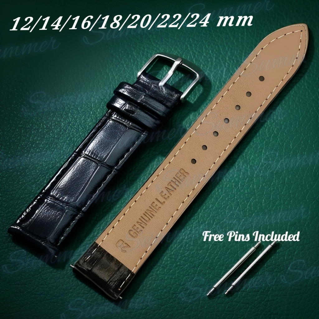 Universal Genuine Leather Strap for Watch Replacement 12mm/14mm/16mm/18mm/20mm/22mm/24mm Watch Band