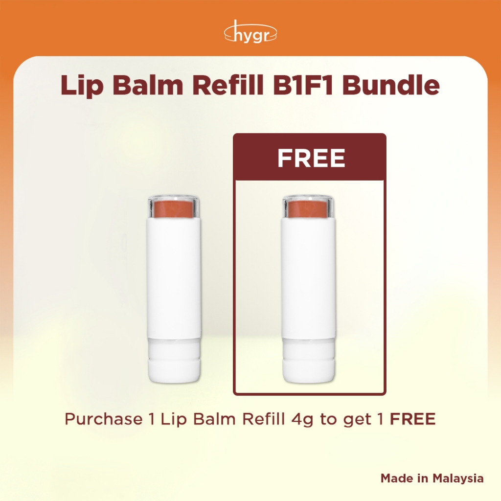 [HYGR Promo] Buy 1 Free 1 Bamboo Refillable Tinted Lip Balm | Shea Butter | Hyaluronic Acid | Cracked Lips | Dry Lips