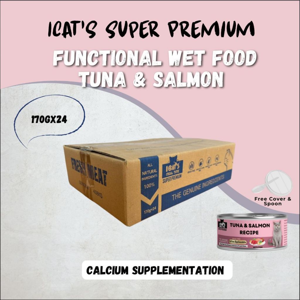 Icat's Super Premium Functional Wet Food For Intestinal Protection, Beauty Hair, Weight Gain, Multivitamin (170gx24 )