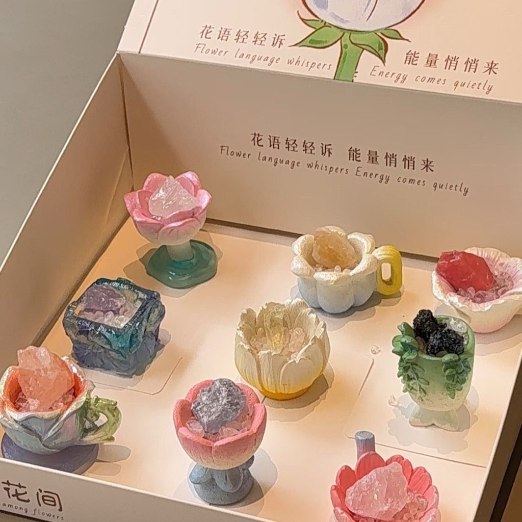 Crystal Energy Blind Box, 如沐花间能量水晶盲盒摆件figurine, decorative items, gifts, desktop figurines, decorative items