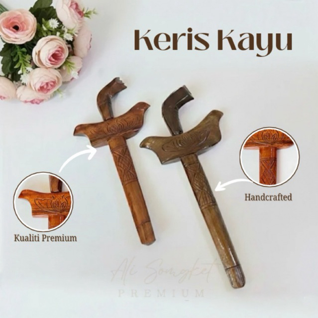 KERIS KAYU Aksesori Pengantin Replika, Tradisional Hiasan Pengantin Lelaki by Ali songket