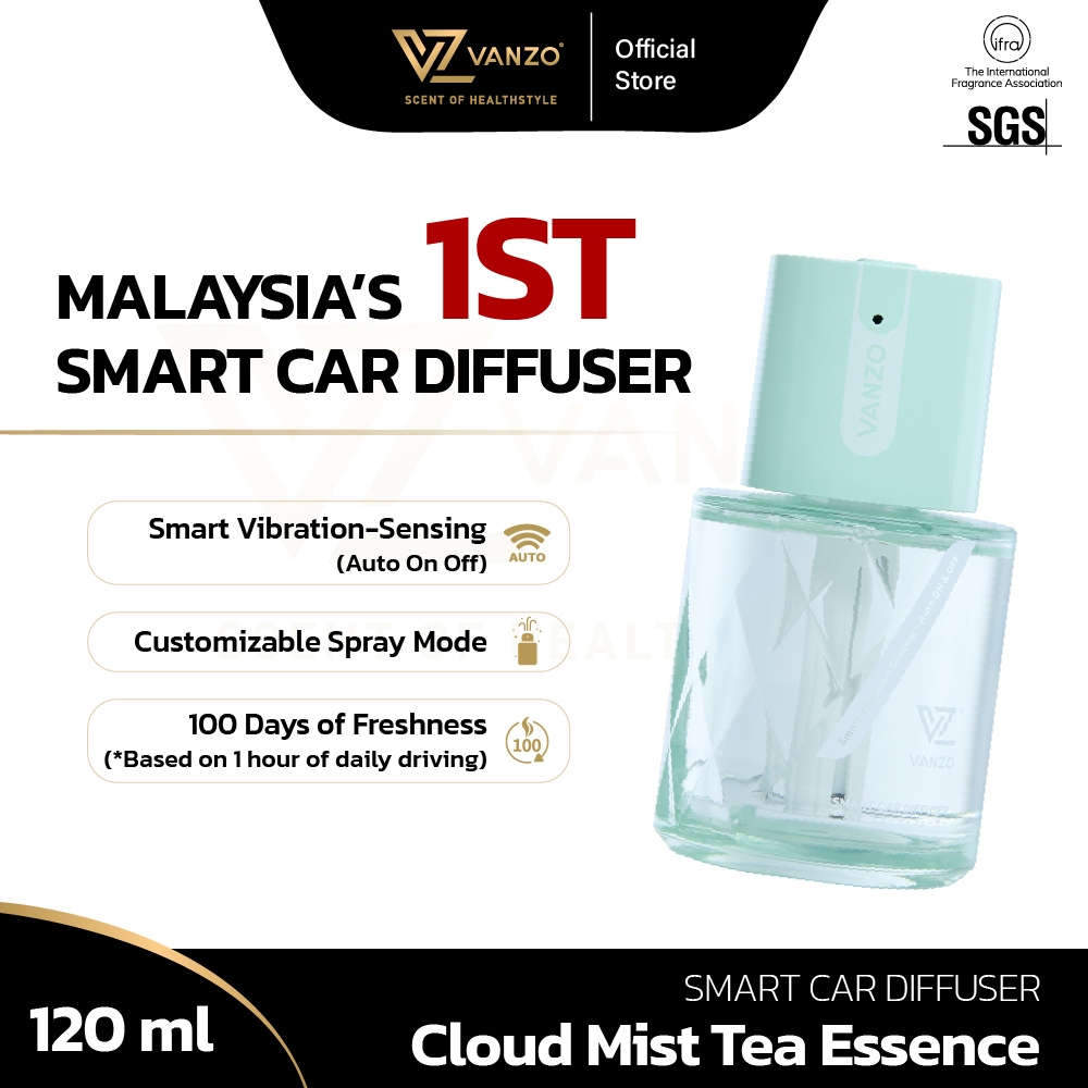 VANZO Smart Car Diffuser - Cloud Mist Tea Essence (120ml)
