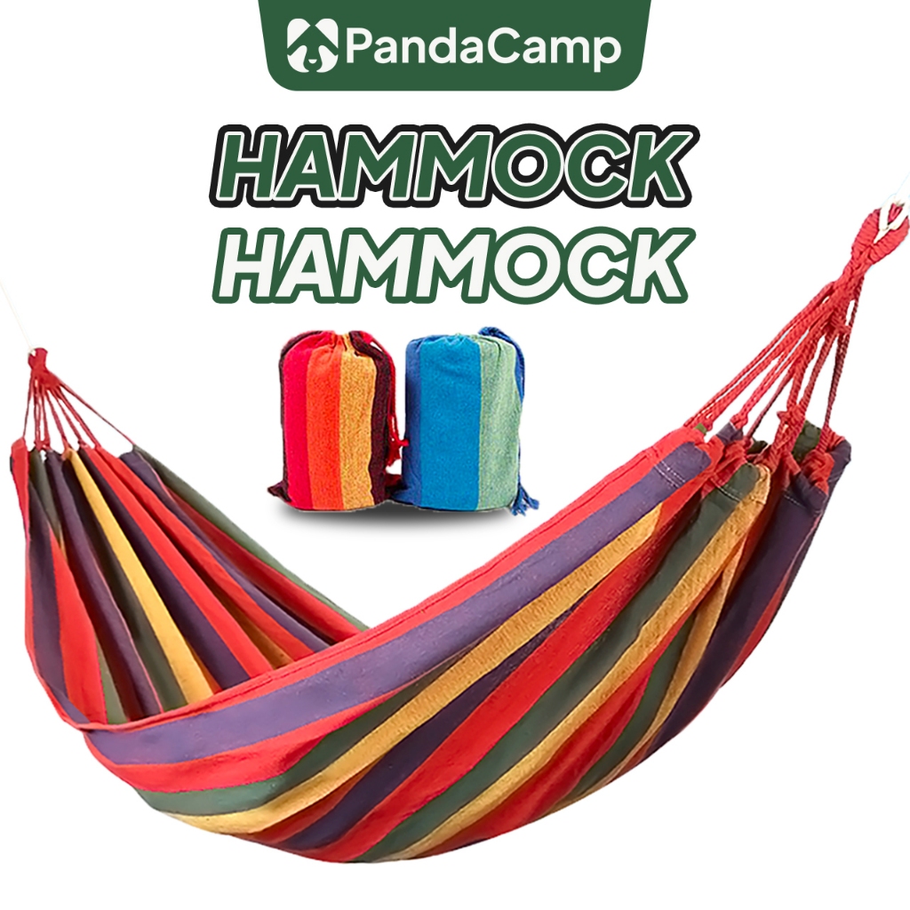 Canvas Hammock Rainbow Outdoor Camping Swing Portable Buaian Gantung Tidur Relax Chair Hanging Bed
