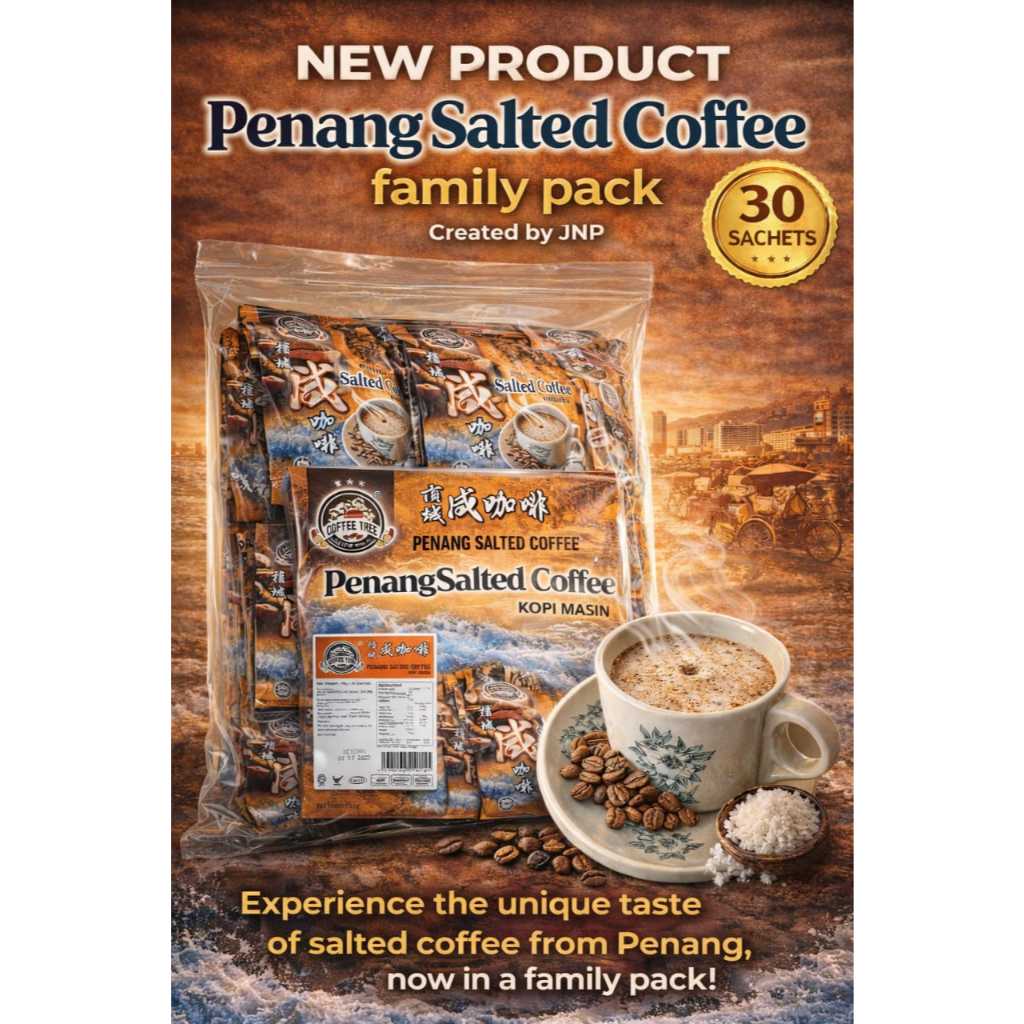 Coffee Tree Penang Salted Coffee Family Pack - 30 Sachets x 38g Expiry Date Jul 2027