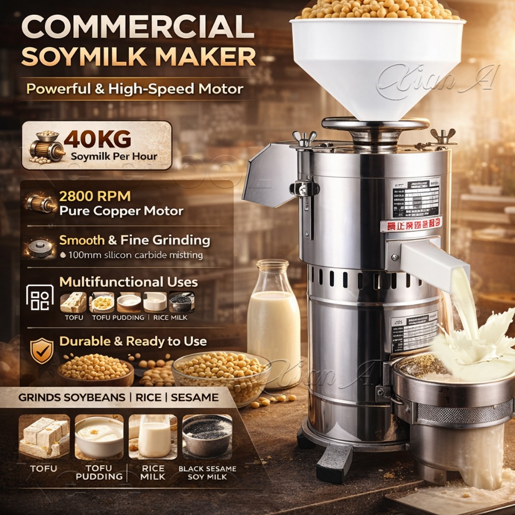 Soya Bean Grinder Commercial Soymilk Machine Automatic Pulp Residue Separation Stainless Steel 40KG/h Mesin Kacang Soya