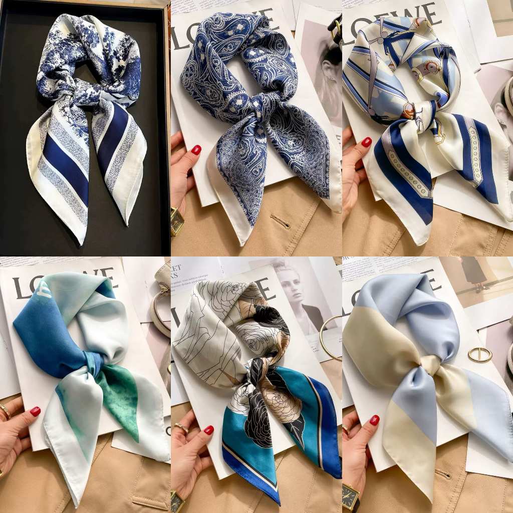 GODDESS Blue color Silk scarf new fashionable korean style premium scarves women