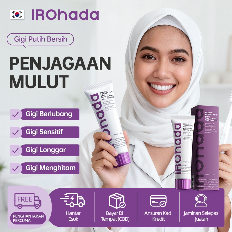 IROHADA Whitening Toothpaste 2 in 1 Niacinamide & Mint/Tea Leaf Extract 100g x3 Fresh Breath Stain Removal Oral Care