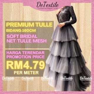 DeTextile Premium Tulle Bridal Soft Net Kain Net Lembut Murah Bidang 160cm Netting Kain Tutu Lightweight Mesh DIY dress!