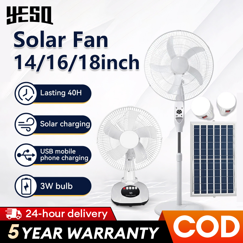 12‘14’Table Fan Floor Fan Kipas Solar Outdoor Solar Fan DC Motor Power Large Wind Portable Fan Rechargeable tahan