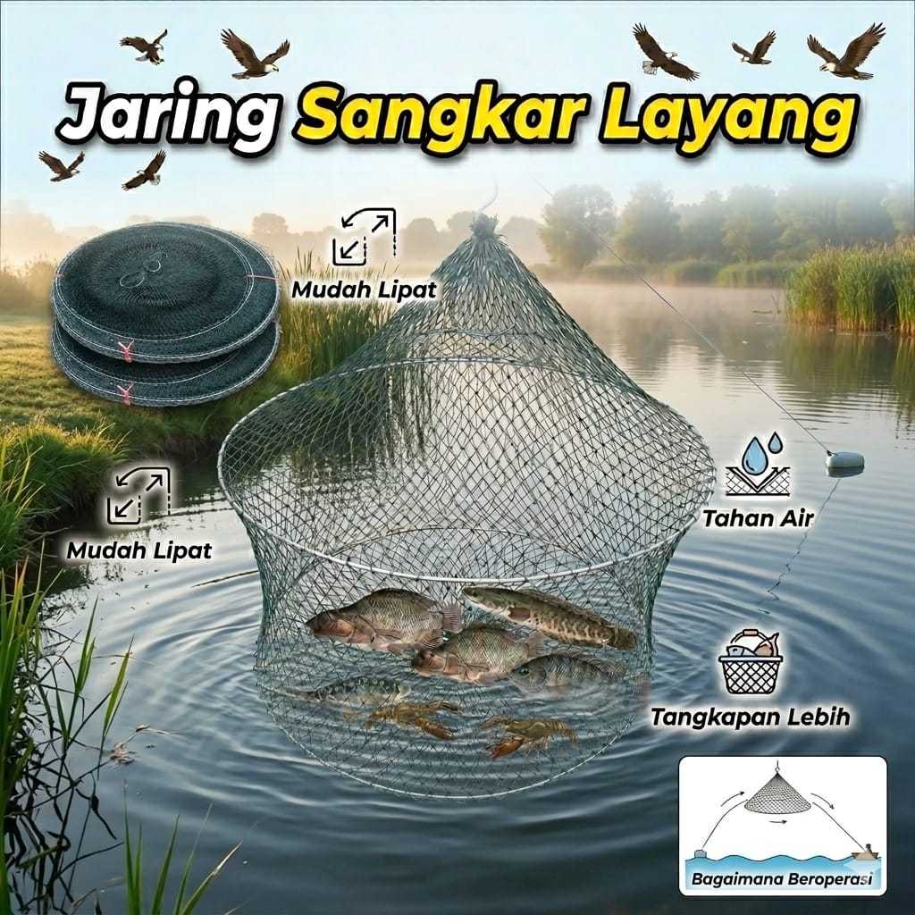 Multi Ring Folding Fish Trap Net – Portable PE Mesh Cage for Crab Shrimp Fish Catch